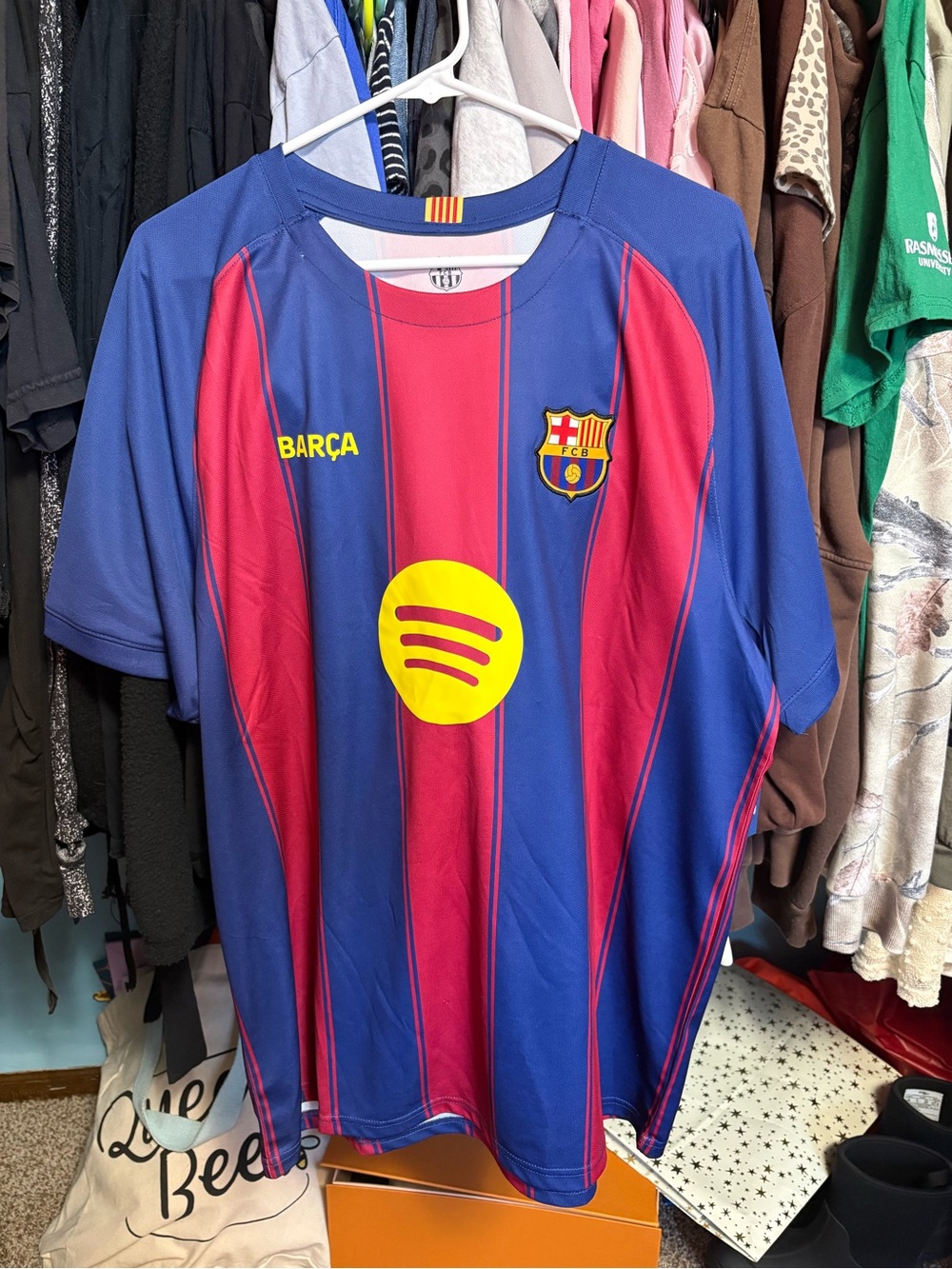 FC Barcelona Men’s Short-Sleeve Soccer Jersey in Blue and Red